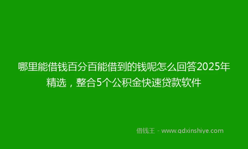 哪里能借钱百分百能借到的钱呢怎么回答2025年精选，整合5个公积金快速贷款软件