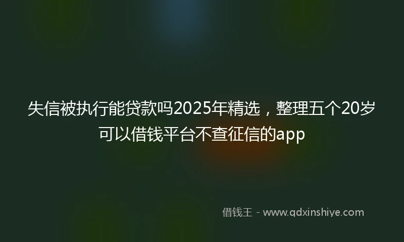 失信被执行能贷款吗2025年精选，整理五个20岁可以借钱平台不查征信的app
