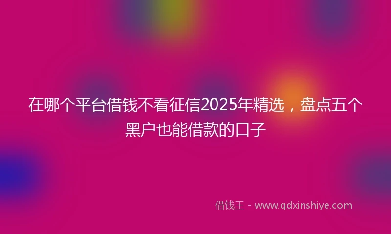 在哪个平台借钱不看征信2025年精选，盘点五个黑户也能借款的口子