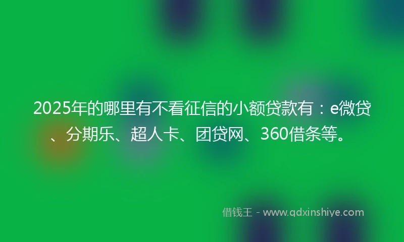 2025年的哪里有不看征信的小额贷款有：e微贷、分期乐、超人卡、团贷网、360借条等。