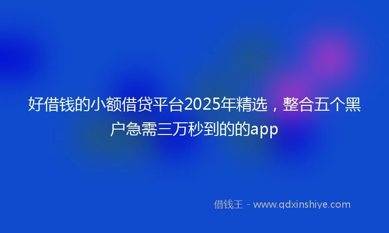 好借钱的小额借贷平台2025年精选，整合五个黑户急需三万秒到的的app