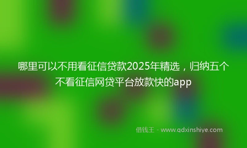 哪里可以不用看征信贷款2025年精选，归纳五个不看征信网贷平台放款快的app