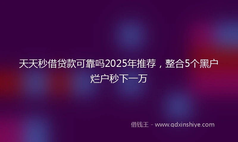 天天秒借贷款可靠吗2025年推荐,整合5个黑户烂户秒下一万