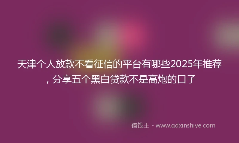 天津个人放款不看征信的平台有哪些2025年推荐，分享五个黑白贷款不是高炮的口子