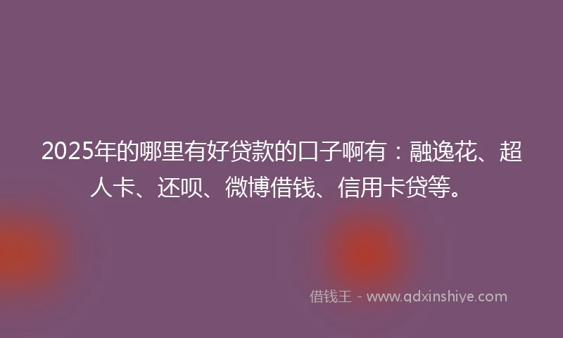 2025年的哪里有好贷款的口子啊有：融逸花、超人卡、还呗、微博借钱、信用卡贷等。