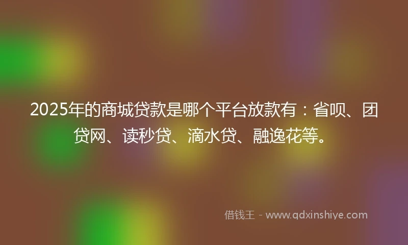 2025年的商城贷款是哪个平台放款有：省呗、团贷网、读秒贷、滴水贷、融逸花等。