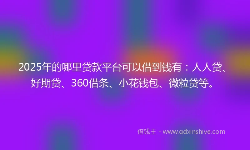 2025年的哪里贷款平台可以借到钱有：人人贷、好期贷、360借条、小花钱包、微粒贷等。