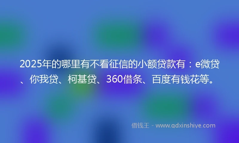 2025年的哪里有不看征信的小额贷款有：e微贷、你我贷、柯基贷、360借条、百度有钱花等。