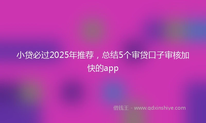 小贷必过2025年推荐，总结5个审贷口子审核加快的app