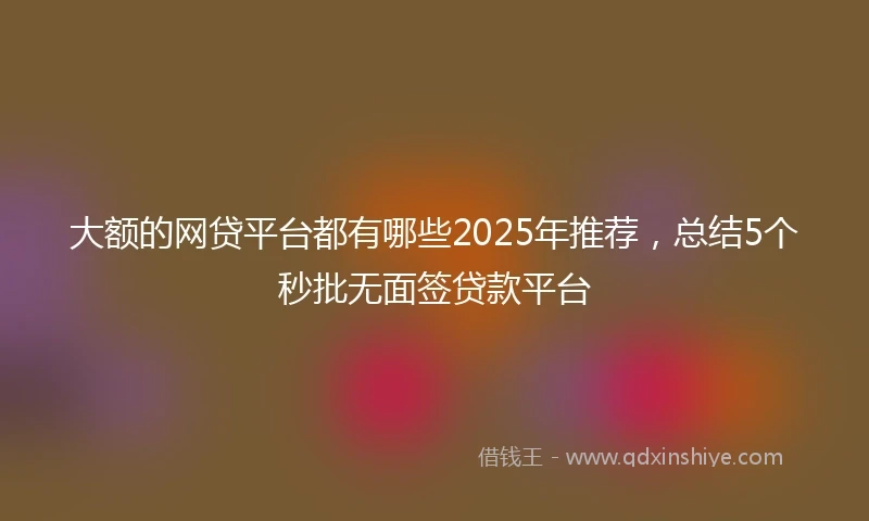 大额的网贷平台都有哪些2025年推荐，总结5个秒批无面签贷款平台