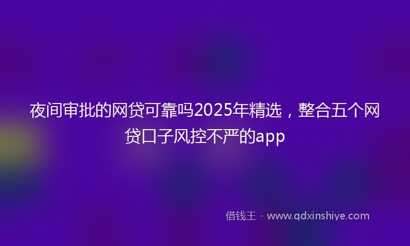 夜间审批的网贷可靠吗2025年精选，整合五个网贷口子风控不严的app