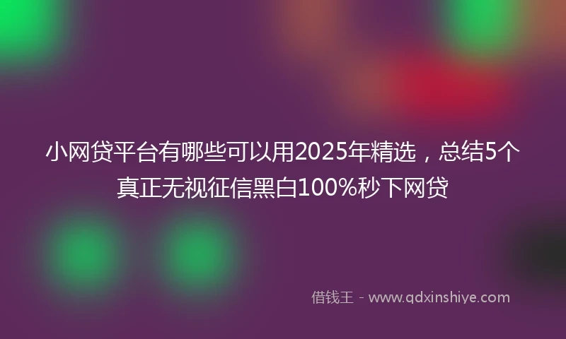 小网贷平台有哪些可以用2025年精选，总结5个真正无视征信黑白100%秒下网贷