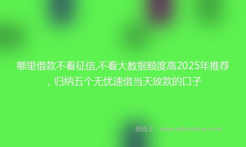 哪里借款不看征信,不看大数据额度高2025年推荐，归纳五个无忧速借当天放款的口子