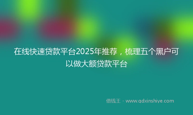 在线快速贷款平台2025年推荐，梳理五个黑户可以做大额贷款平台