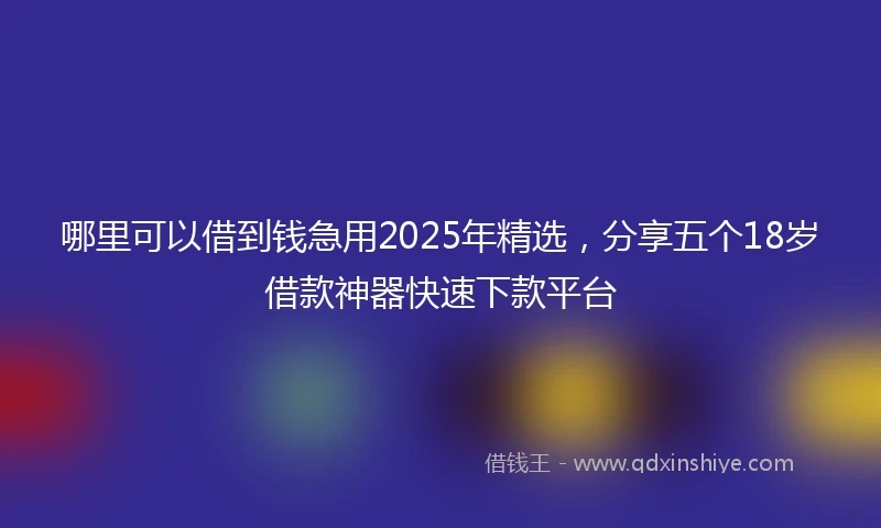哪里可以借到钱急用2025年精选，分享五个18岁借款神器快速下款平台