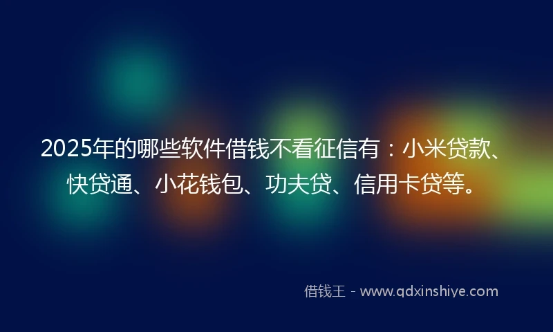 2025年的哪些软件借钱不看征信有：小米贷款、快贷通、小花钱包、功夫贷、信用卡贷等。