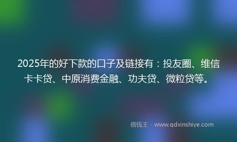 2025年的好下款的口子及链接有：投友圈、维信卡卡贷、中原消费金融、功夫贷、微粒贷等。