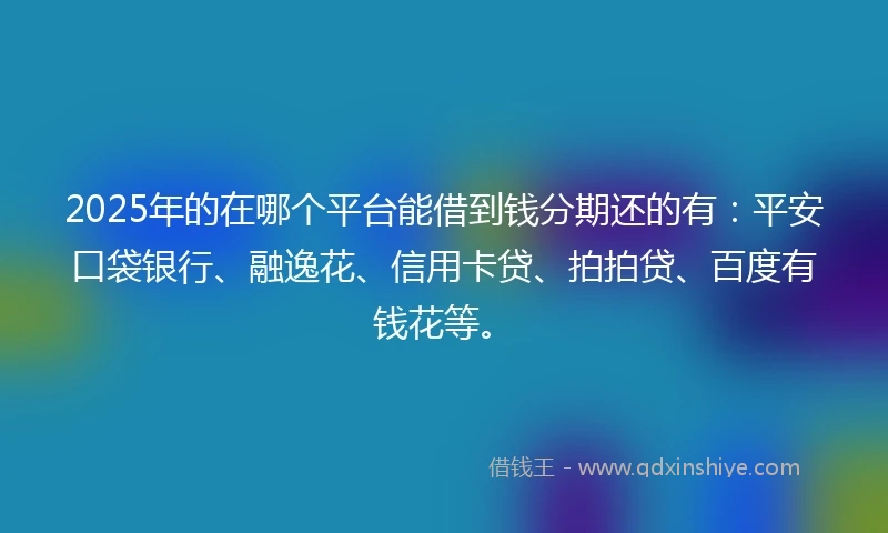 2025年的在哪个平台能借到钱分期还的有：平安口袋银行、融逸花、信用卡贷、拍拍贷、百度有钱花等。
