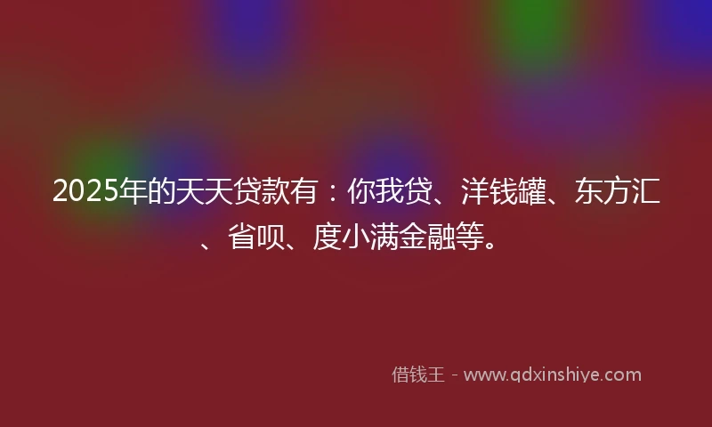 2025年的天天贷款有：你我贷、洋钱罐、东方汇、省呗、度小满金融等。
