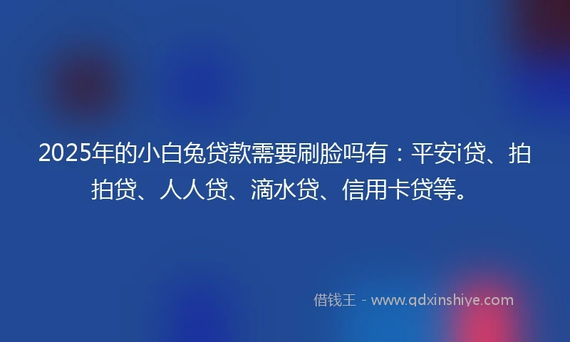 2025年的小白兔贷款需要刷脸吗有：平安i贷、拍拍贷、人人贷、滴水贷、信用卡贷等。