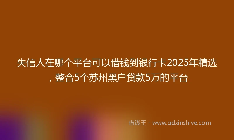 失信人在哪个平台可以借钱到银行卡2025年精选,整合5个苏州黑户贷款5万的平台