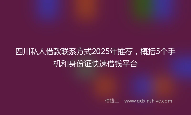 四川私人借款联系方式2025年推荐，概括5个手机和身份证快速借钱平台