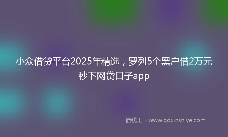 小众借贷平台2025年精选，罗列5个黑户借2万元秒下网贷口子app