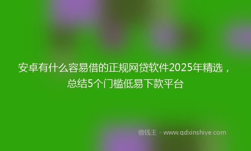 安卓有什么容易借的正规网贷软件2025年精选，总结5个门槛低易下款平台