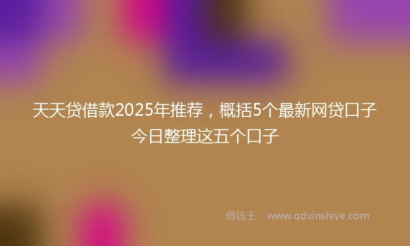 天天贷借款2025年推荐，概括5个最新网贷口子今日整理这五个口子