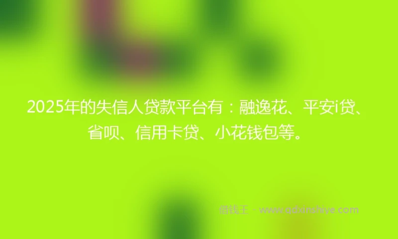 2025年的失信人贷款平台有：融逸花、平安i贷、省呗、信用卡贷、小花钱包等。