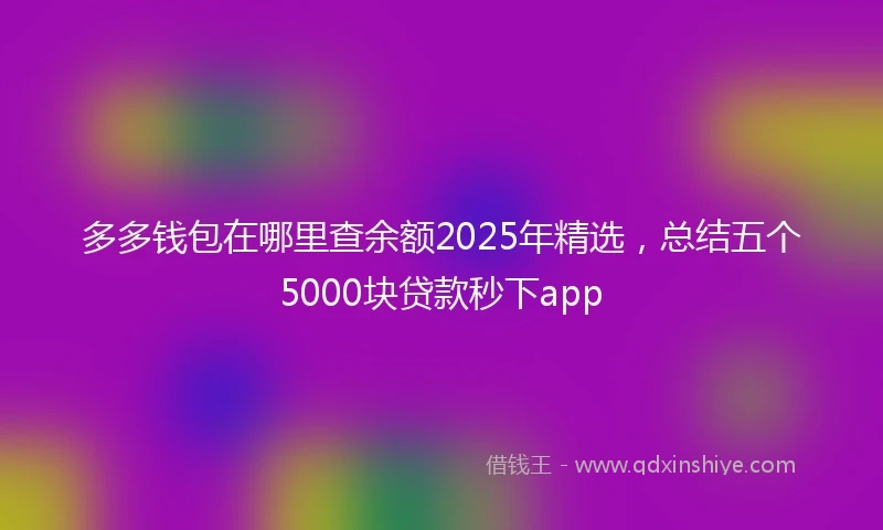 多多钱包在哪里查余额2025年精选，总结五个5000块贷款秒下app