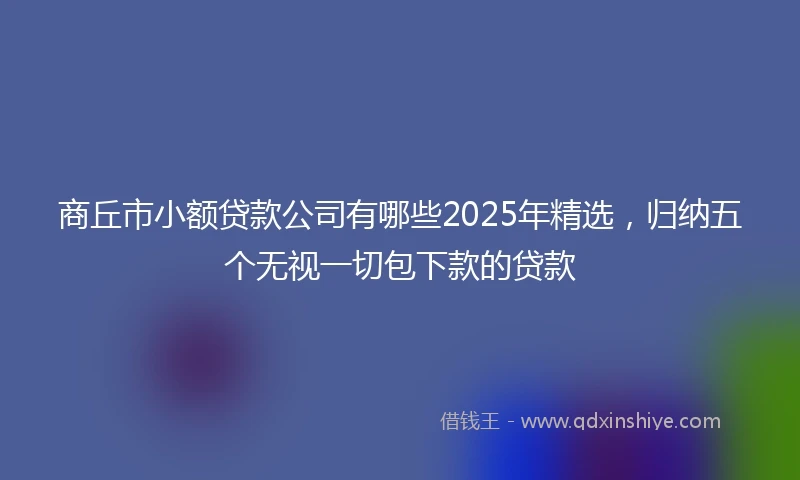 商丘市小额贷款公司有哪些2025年精选,归纳五个无视一切包下款的贷款