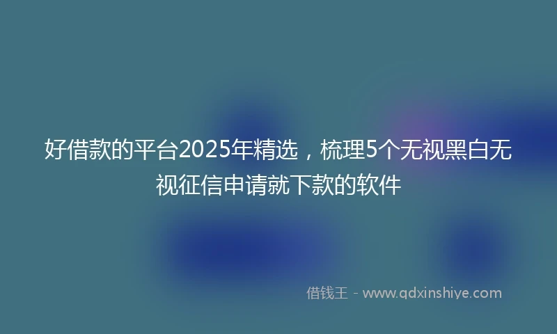 好借款的平台2025年精选，梳理5个无视黑白无视征信申请就下款的软件
