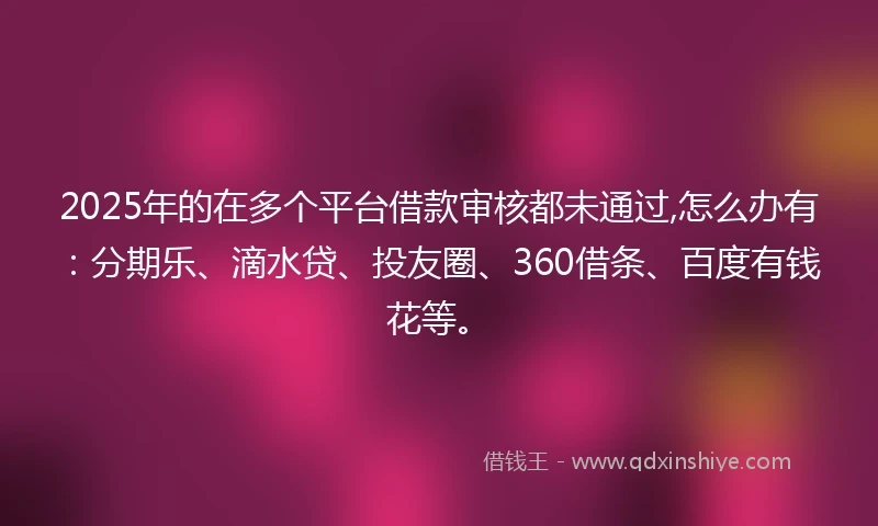 2025年的在多个平台借款审核都未通过,怎么办有：分期乐、滴水贷、投友圈、360借条、百度有钱花等。