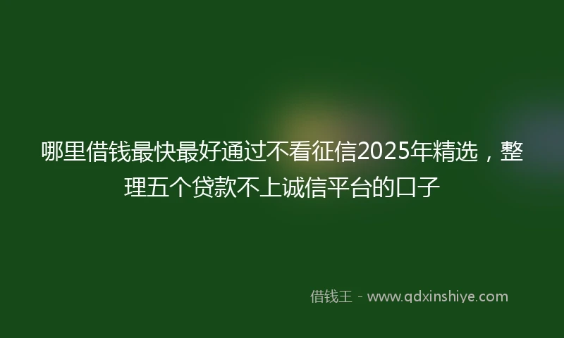 哪里借钱最快最好通过不看征信2025年精选，整理五个贷款不上诚信平台的口子