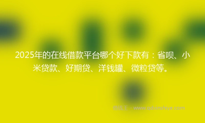 2025年的在线借款平台哪个好下款有：省呗、小米贷款、好期贷、洋钱罐、微粒贷等。