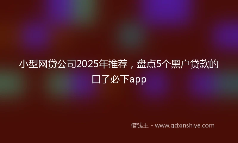 小型网贷公司2025年推荐，盘点5个黑户贷款的口子必下app
