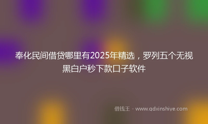 奉化民间借贷哪里有2025年精选,罗列五个无视黑白户秒下款口子软件