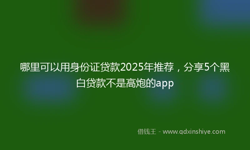 哪里可以用身份证贷款2025年推荐，分享5个黑白贷款不是高炮的app