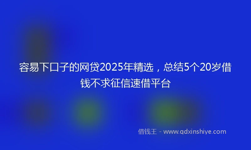 容易下口子的网贷2025年精选，总结5个20岁借钱不求征信速借平台