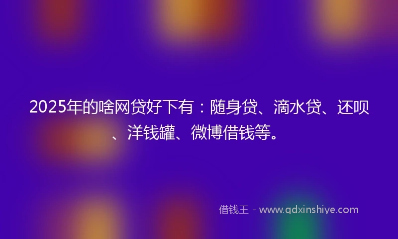 2025年的啥网贷好下有：随身贷、滴水贷、还呗、洋钱罐、微博借钱等。