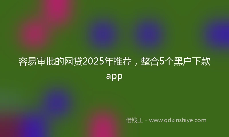 容易审批的网贷2025年推荐，整合5个黑户下款app