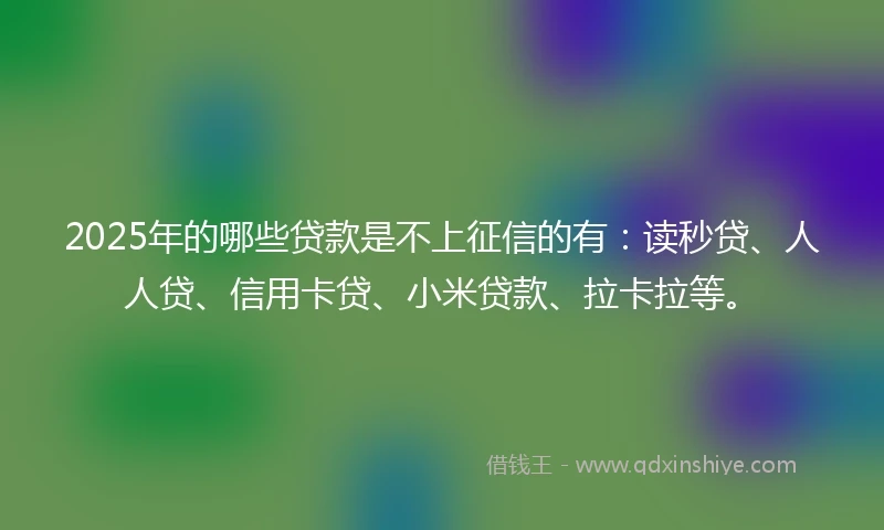 2025年的哪些贷款是不上征信的有：读秒贷、人人贷、信用卡贷、小米贷款、拉卡拉等。