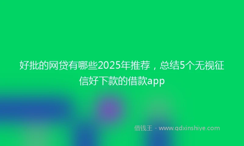 好批的网贷有哪些2025年推荐，总结5个无视征信好下款的借款app