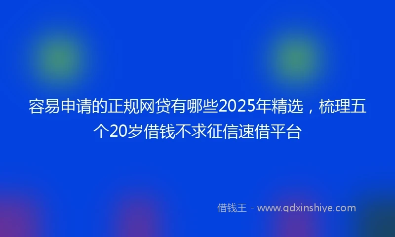 容易申请的正规网贷有哪些2025年精选，梳理五个20岁借钱不求征信速借平台