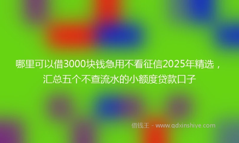 哪里可以借3000块钱急用不看征信2025年精选，汇总五个不查流水的小额度贷款口子