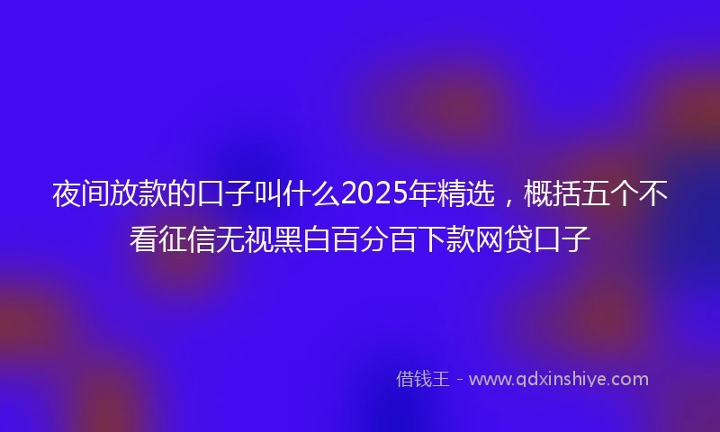 夜间放款的口子叫什么2025年精选，概括五个不看征信无视黑白百分百下款网贷口子