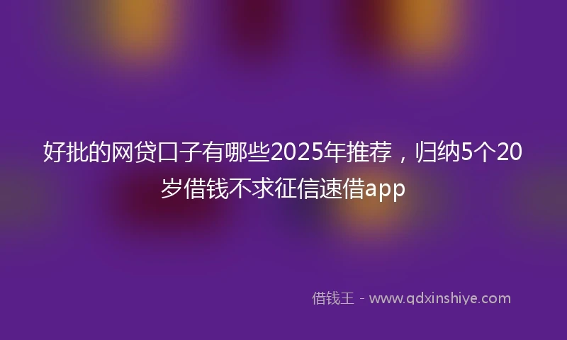 好批的网贷口子有哪些2025年推荐，归纳5个20岁借钱不求征信速借app