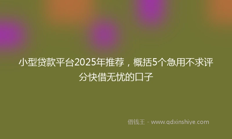小型贷款平台2025年推荐，概括5个急用不求评分快借无忧的口子