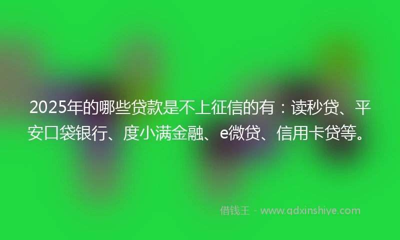 2025年的哪些贷款是不上征信的有：读秒贷、平安口袋银行、度小满金融、e微贷、信用卡贷等。